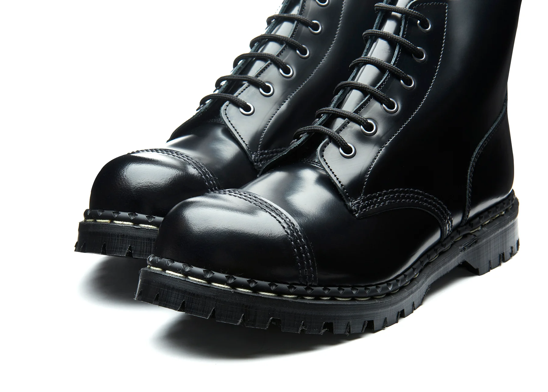 Black Hi-Shine 6 Eye Steel Toe Capped Derby Boot - Image 3