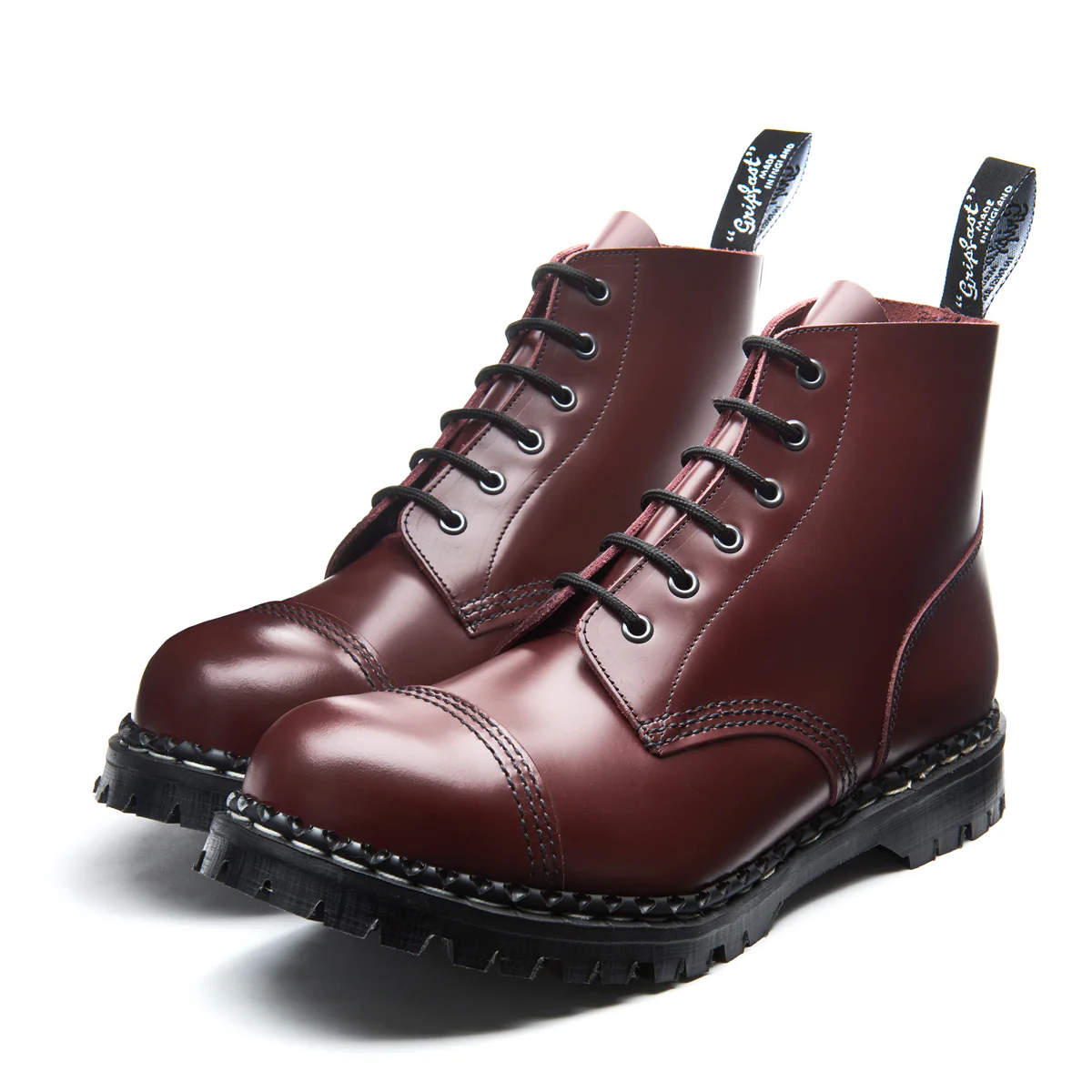 Oxblood Hi-Shine 6 Eye Steel Toe Capped Derby Boot - Image 3