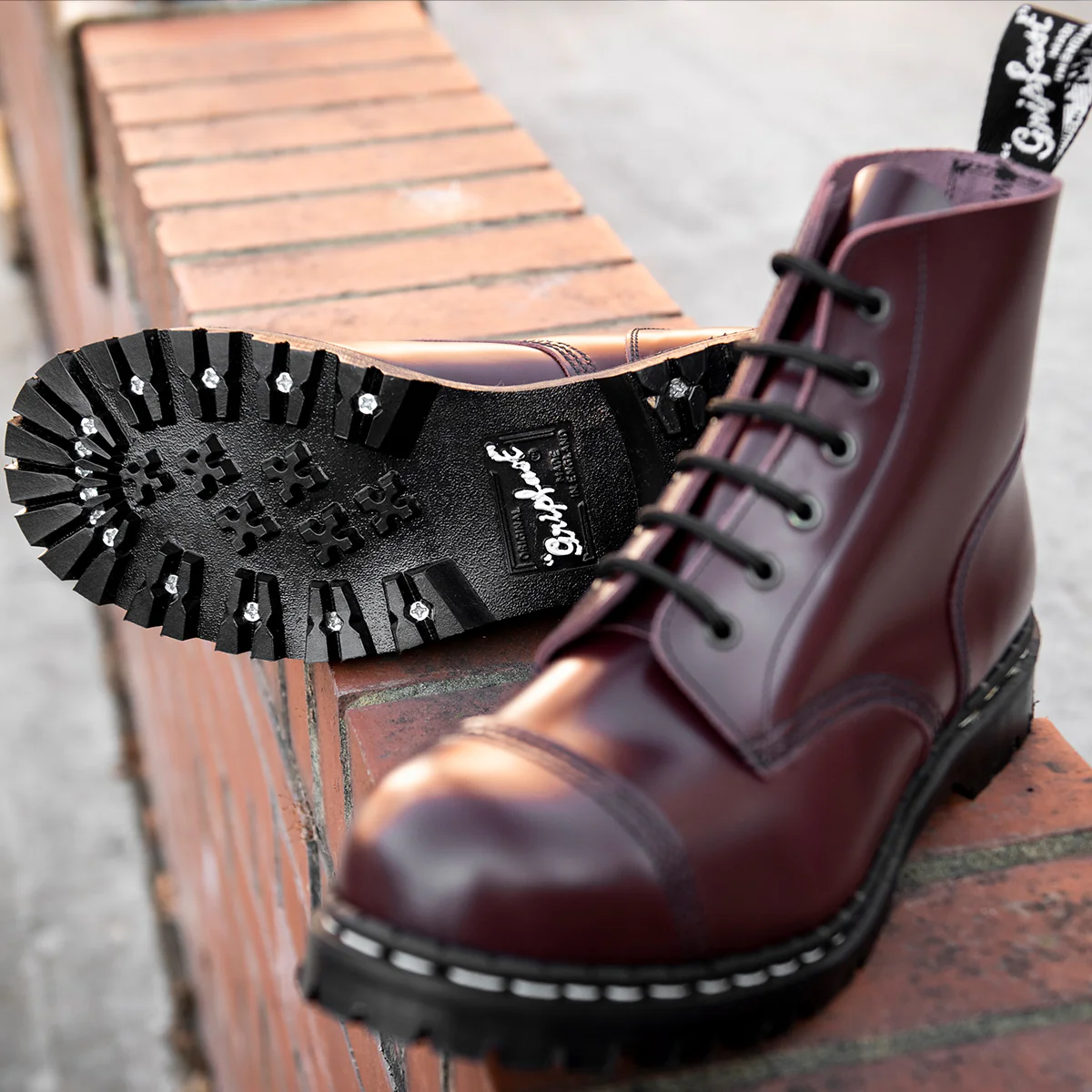 Oxblood Hi-Shine 6 Eye Steel Toe Capped Derby Boot - Image 4