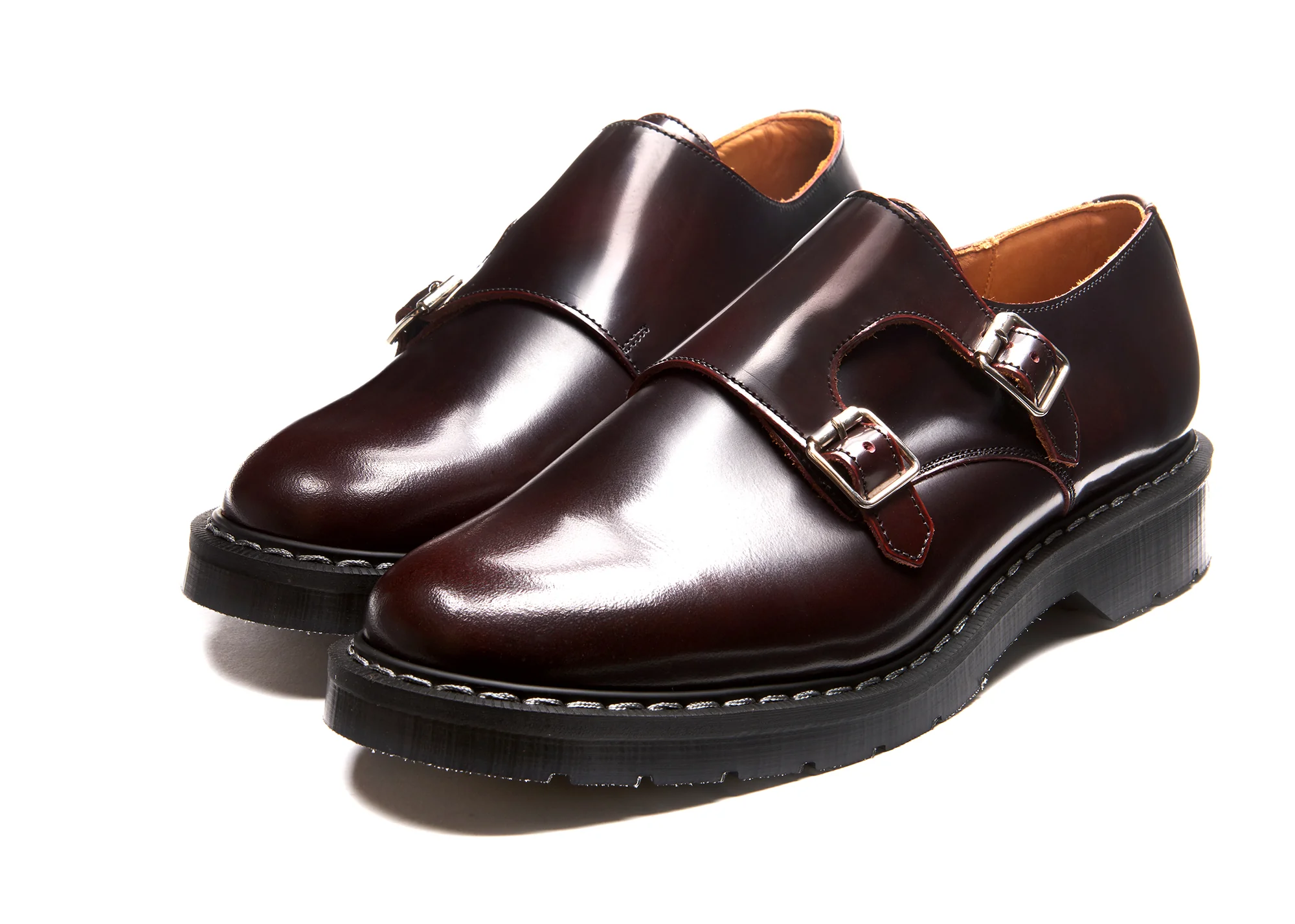 Burgundy Rub-Off Double Buckle Monk Shoe - Image 3