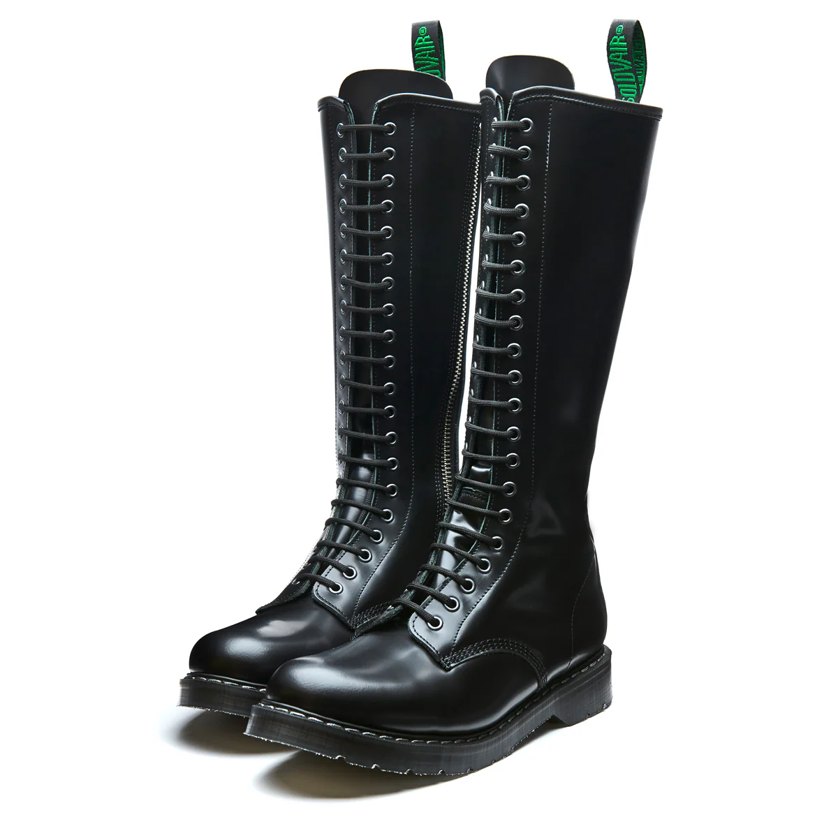 Black Hi-Shine 20 Eye Zip Derby Boot - Image 5