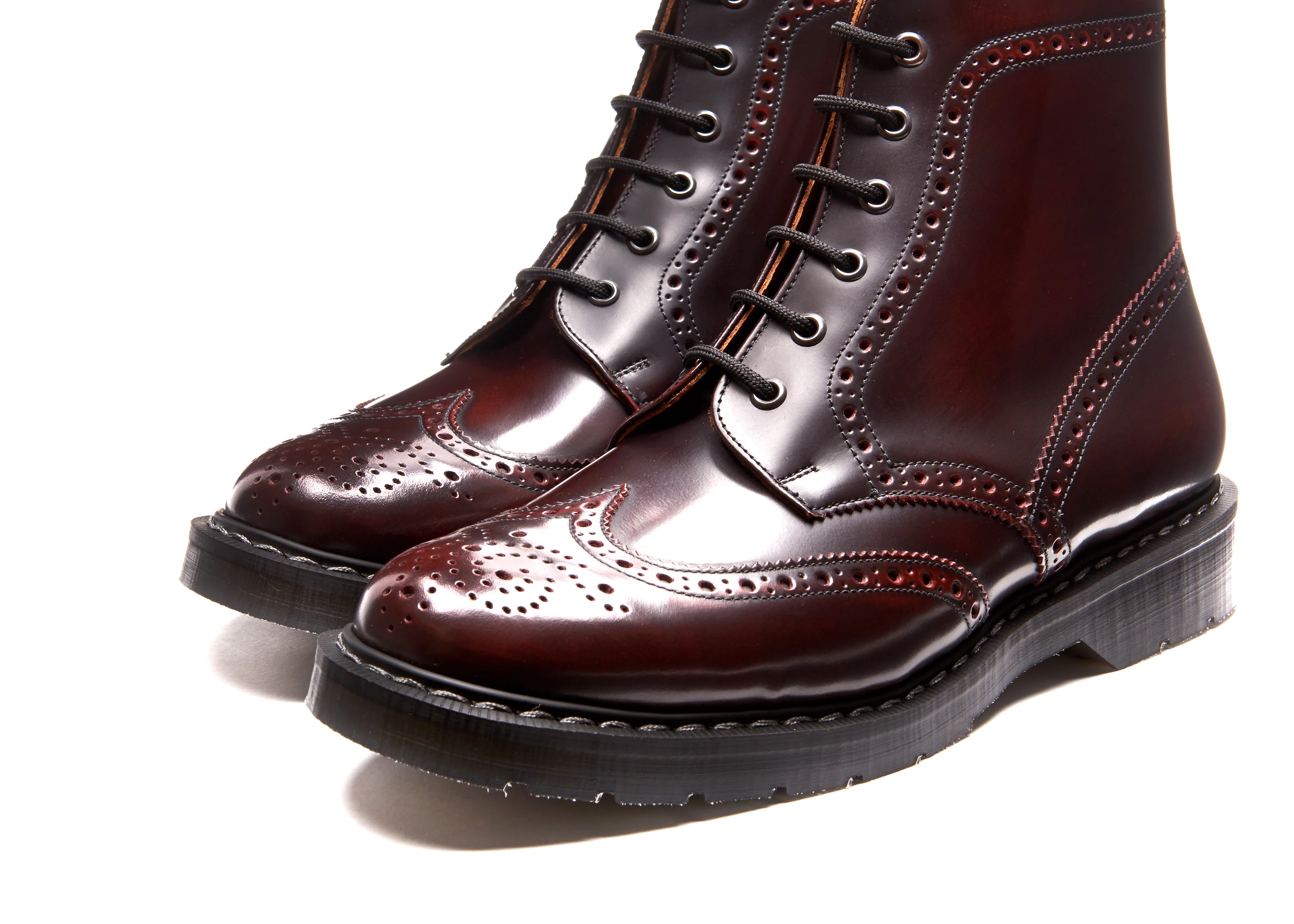 Burgundy Rub-Off 6 Eye Brogue Boot - Image 3