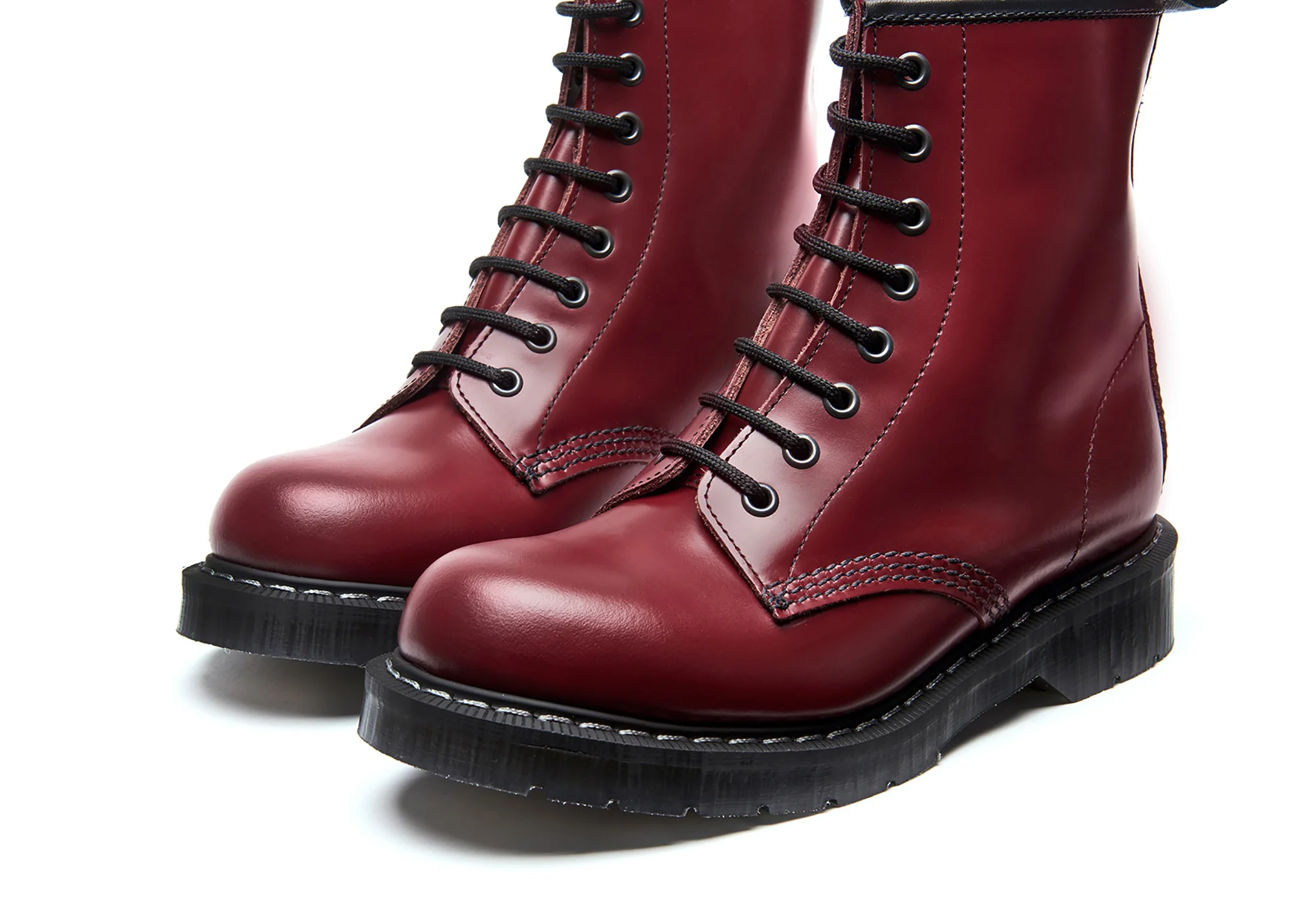 Cherry Red Hi-Shine 8 Eye Derby Boot - Image 3