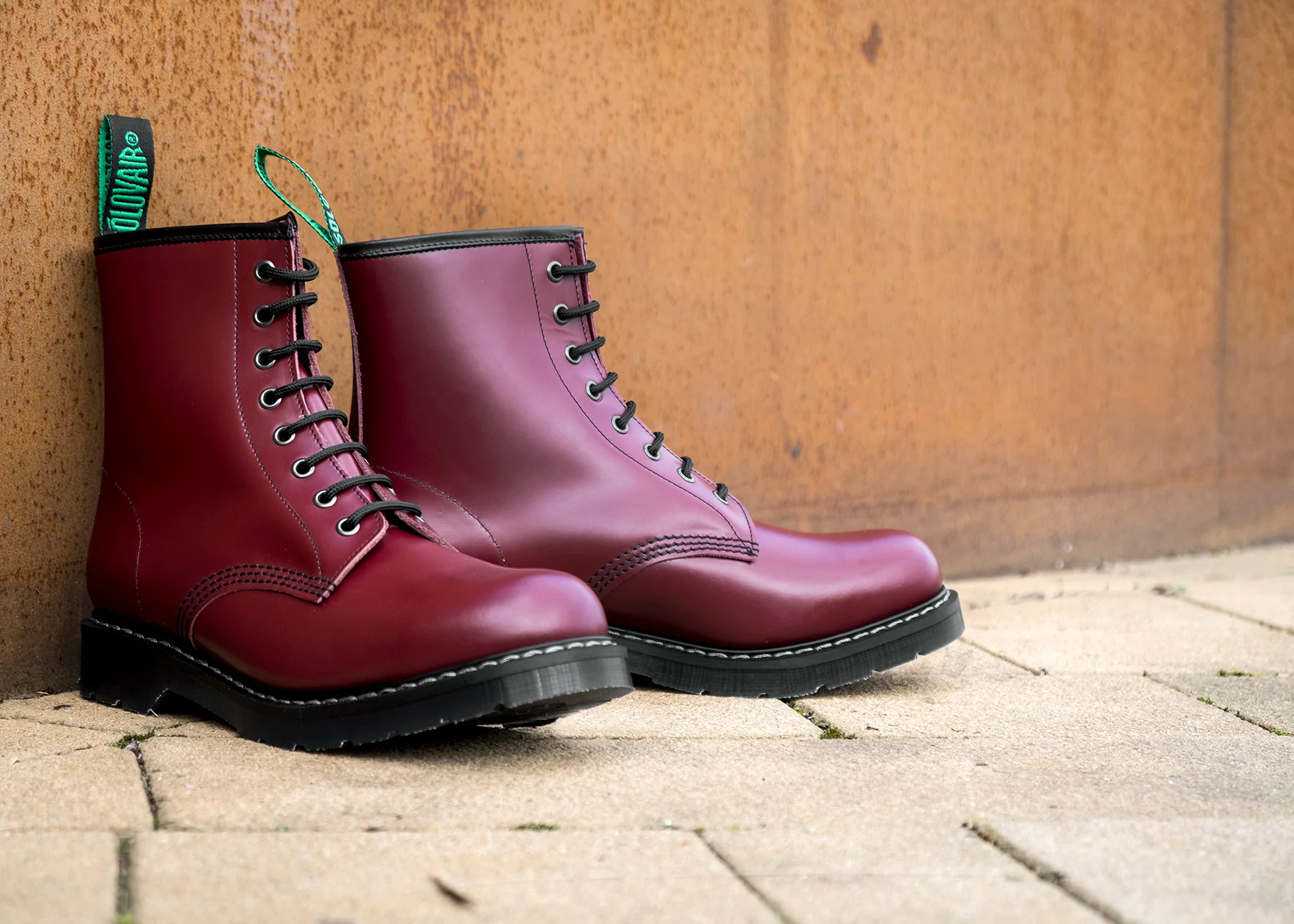 Cherry Red Hi-Shine 8 Eye Derby Boot - Image 6