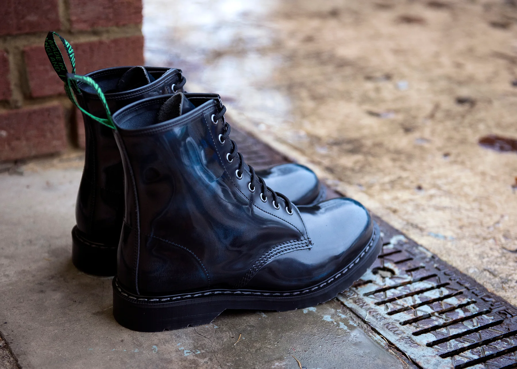 Navy Rub-Off 8 Eye Derby Boot - Image 6