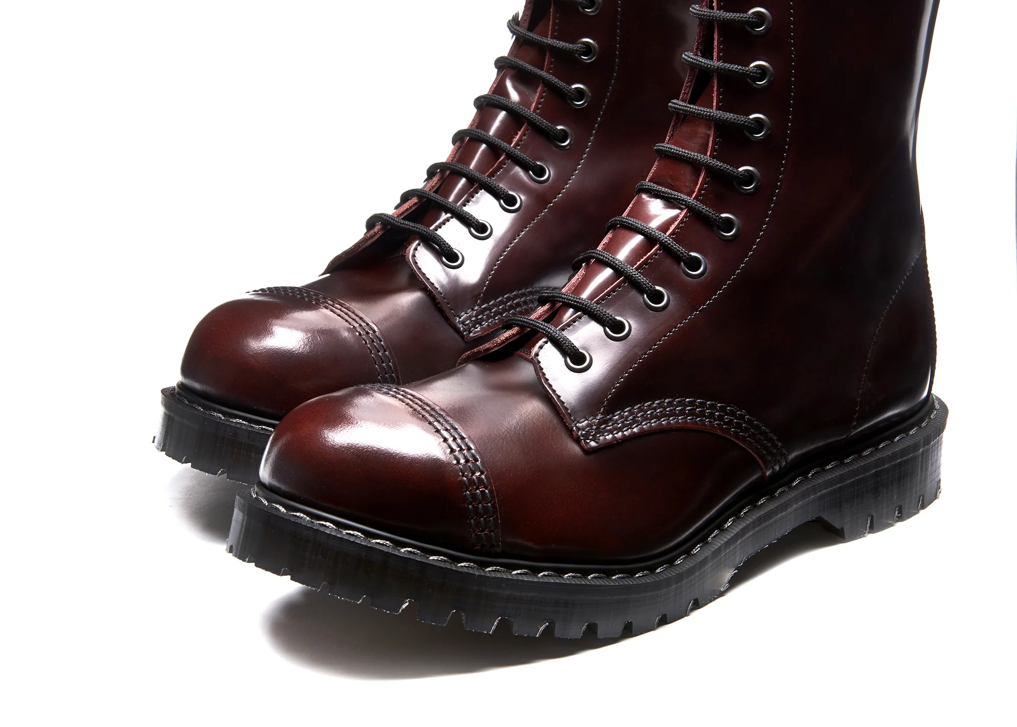 Burgundy Rub-Off 11 Eye Steel Toe Derby Boot - Image 3
