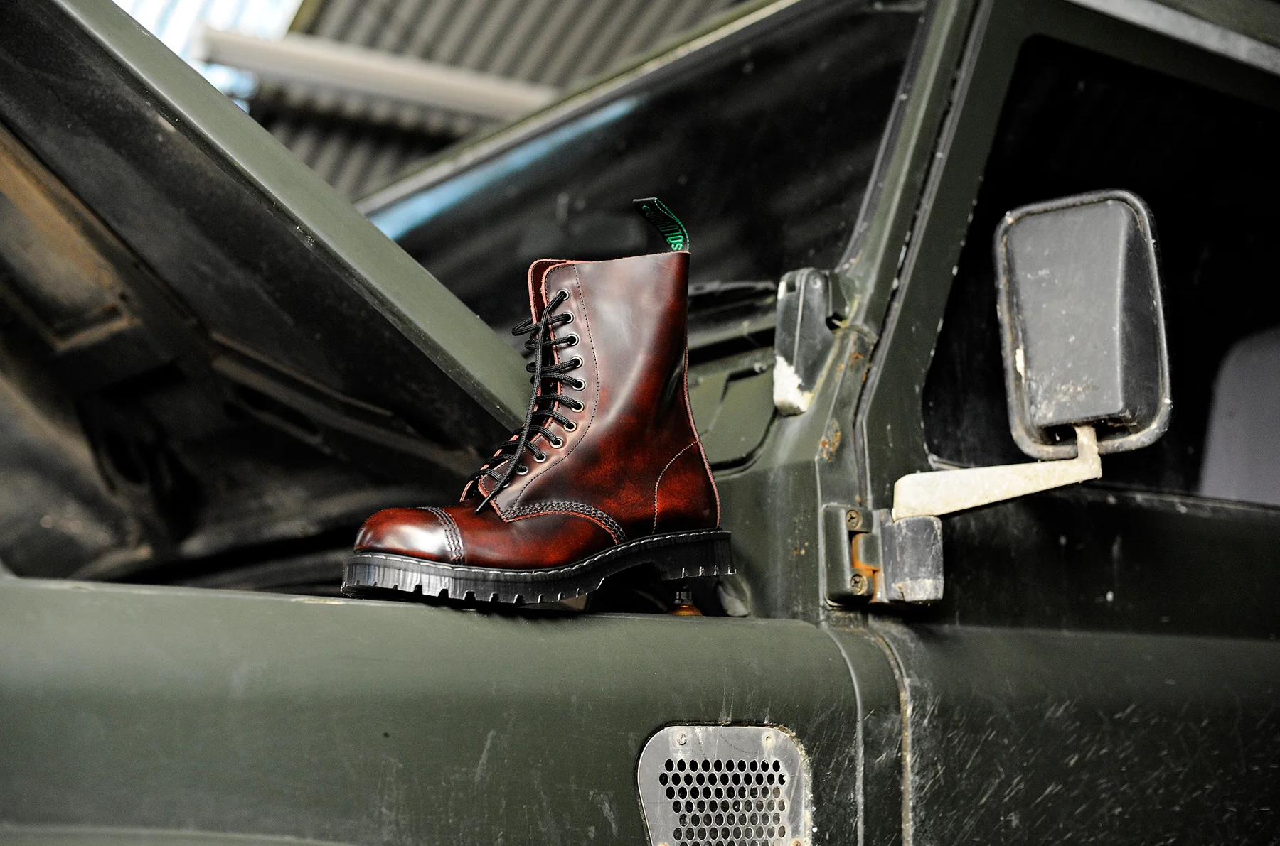 Burgundy Rub-Off 11 Eye Steel Toe Derby Boot - Image 5